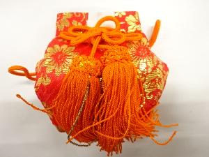 アンティーク　花唐草模様織出し御守袋